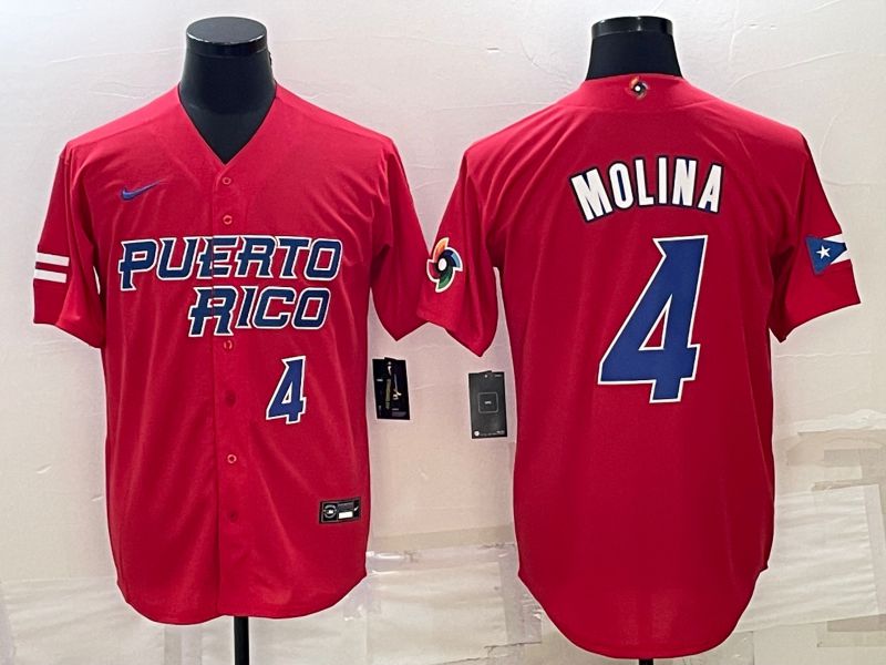 Men 2023 World Cub 4 Molina Red Nike MLB Jersey4